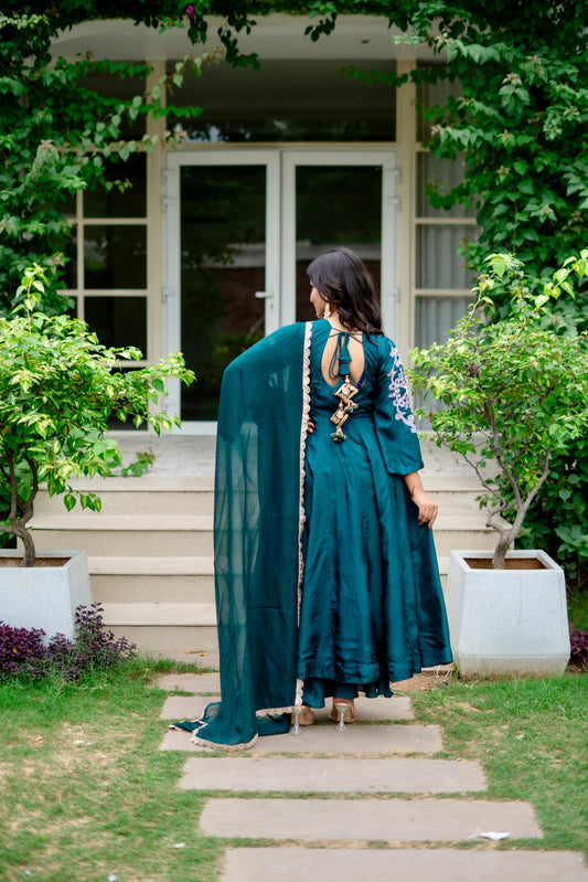 Rang Green silk suit set