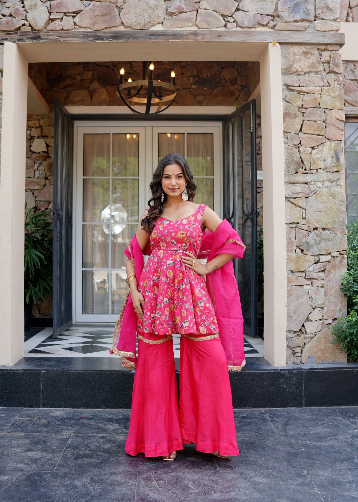 Fuschia Flame sharara set