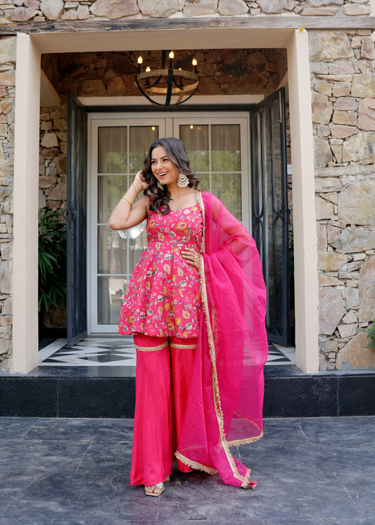 Fuschia Flame sharara set