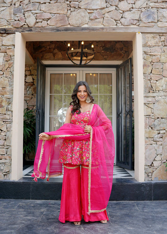 Fuschia Flame sharara set