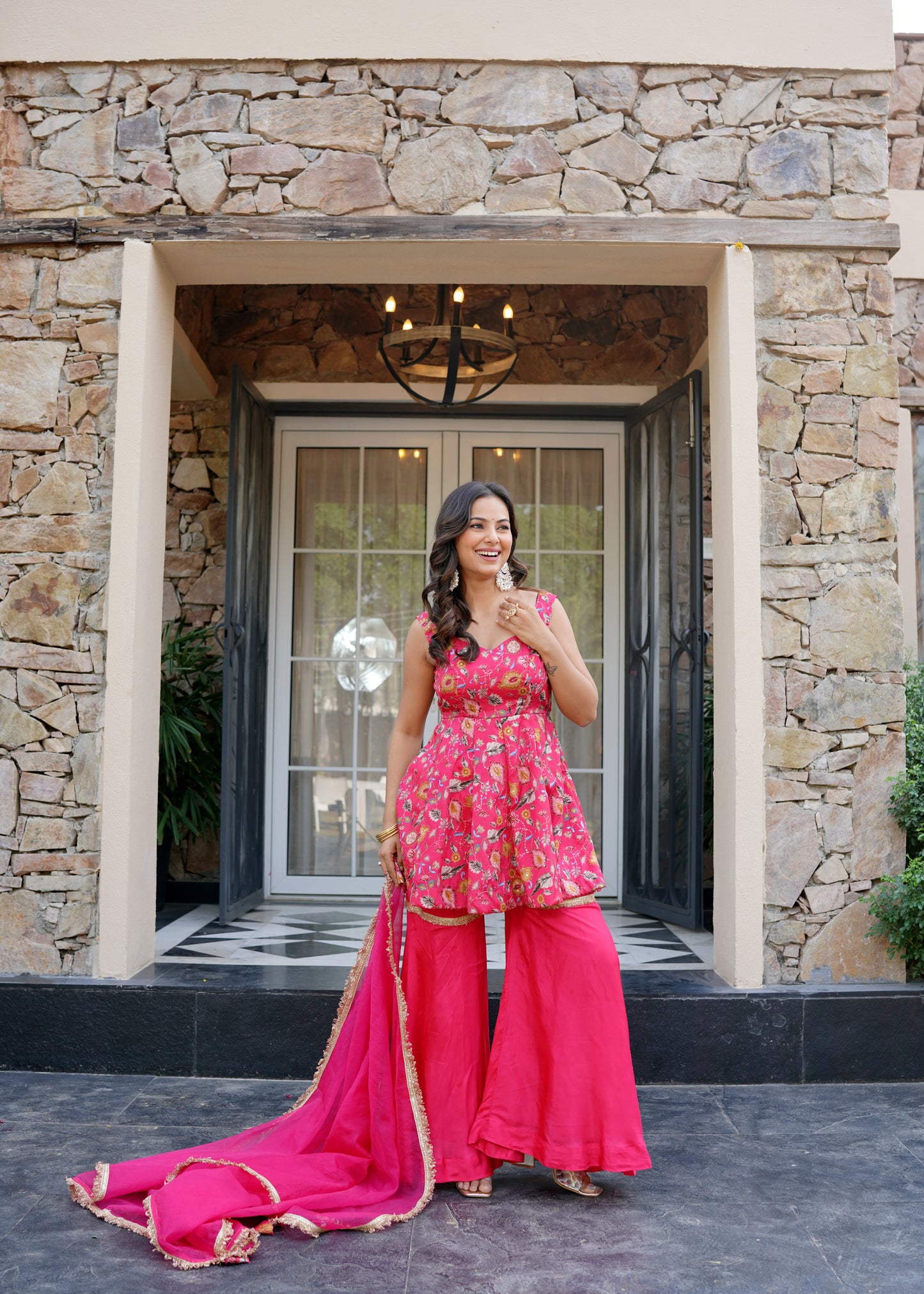 Fuschia Flame sharara set