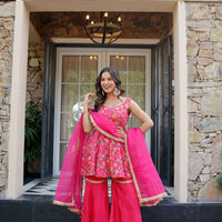 Fuschia Flame sharara set