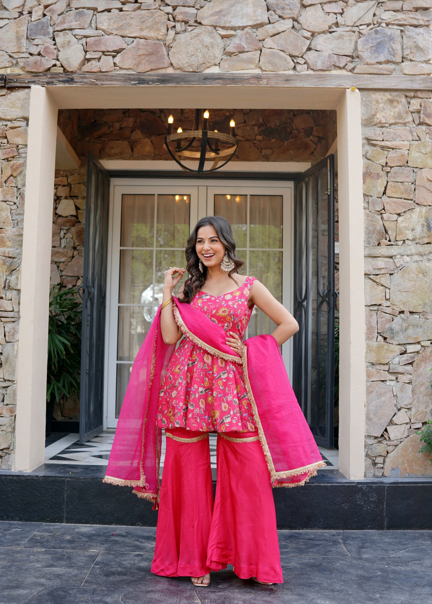 Fuschia Flame sharara set