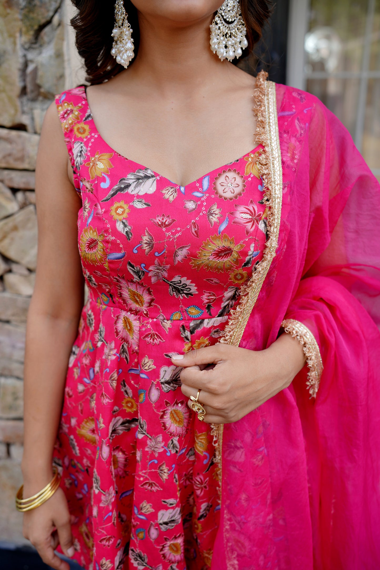 Fuschia Flame sharara set