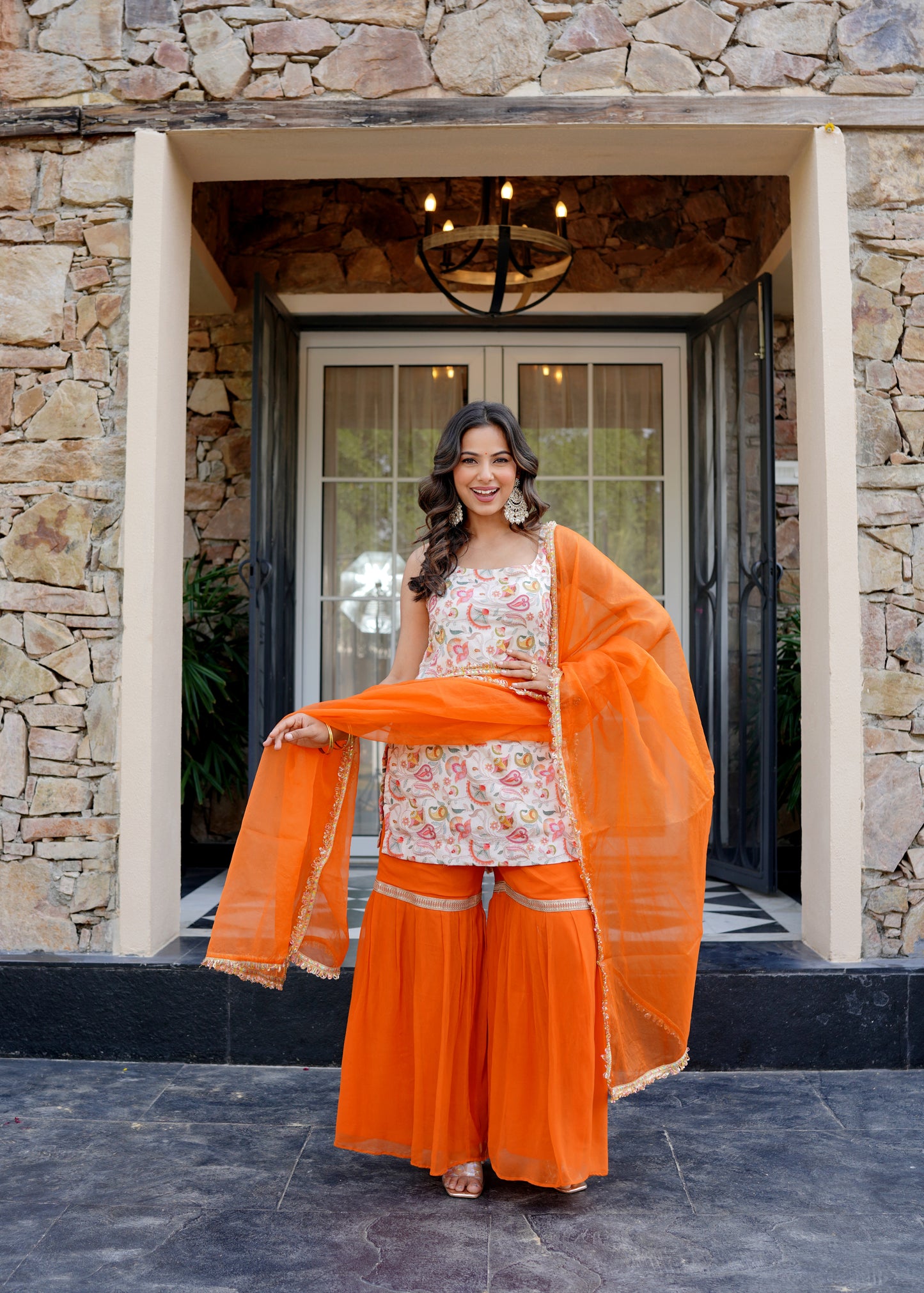 Amber Glow Sharara set