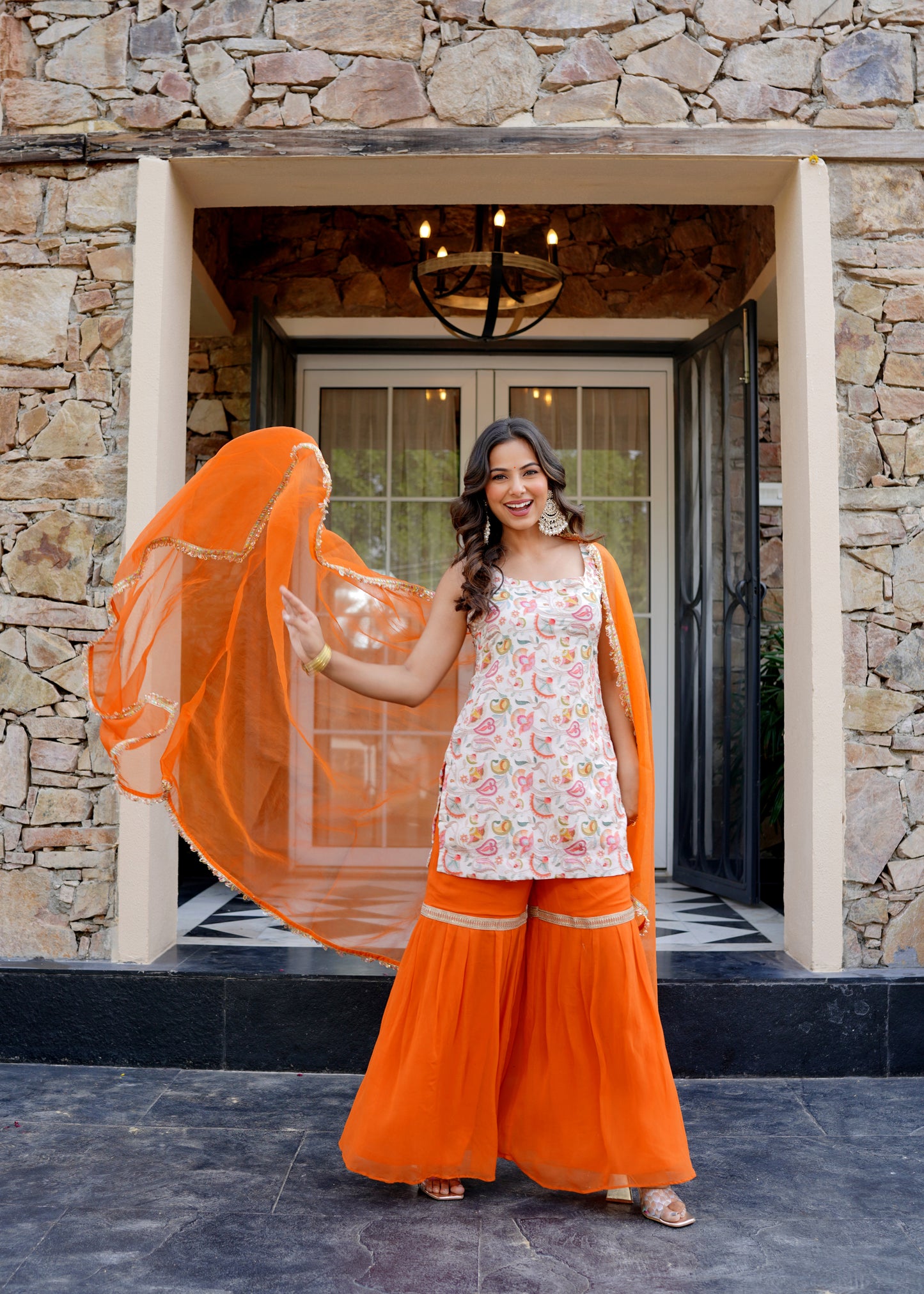 Amber Glow Sharara set