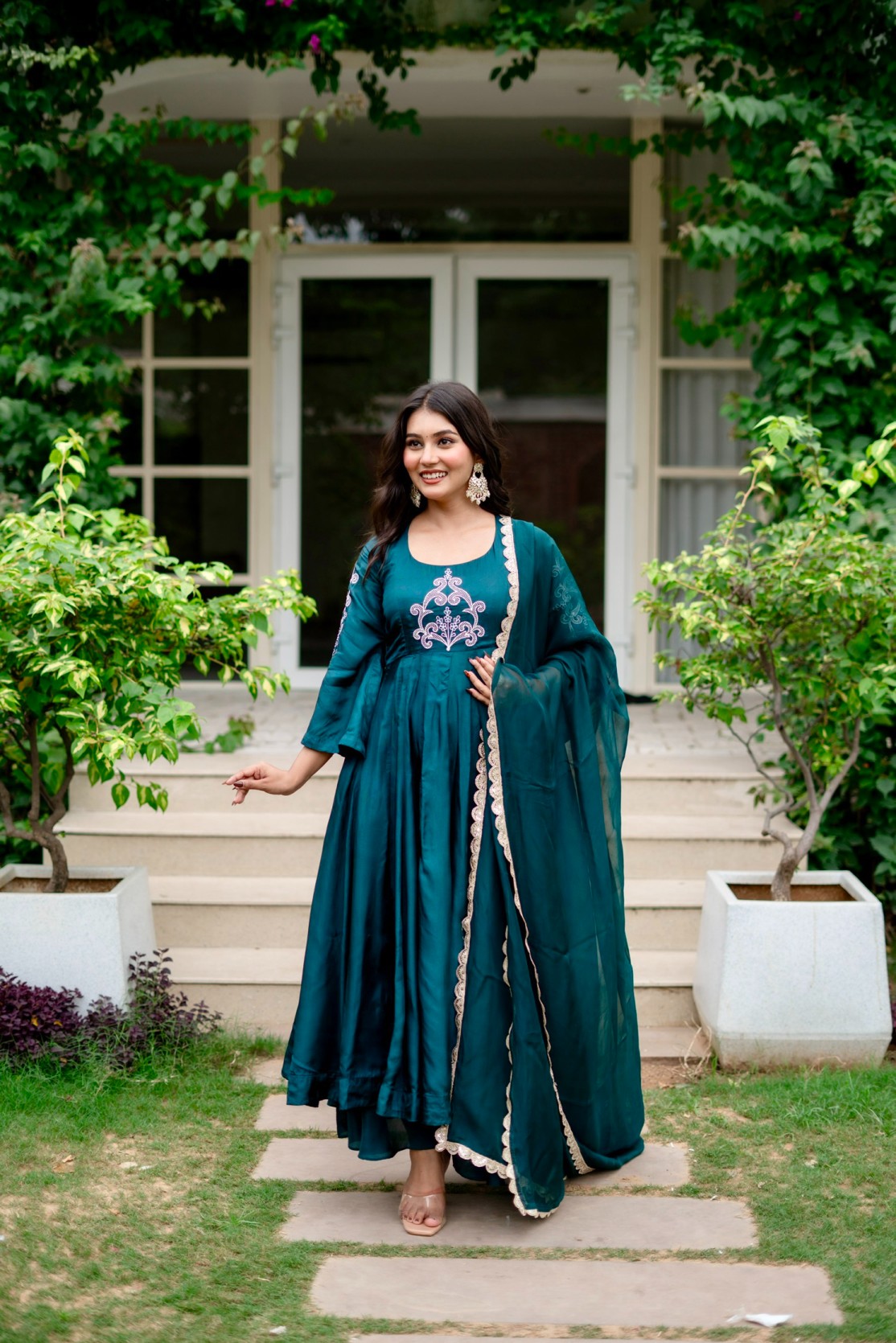 Rang Green silk suit set