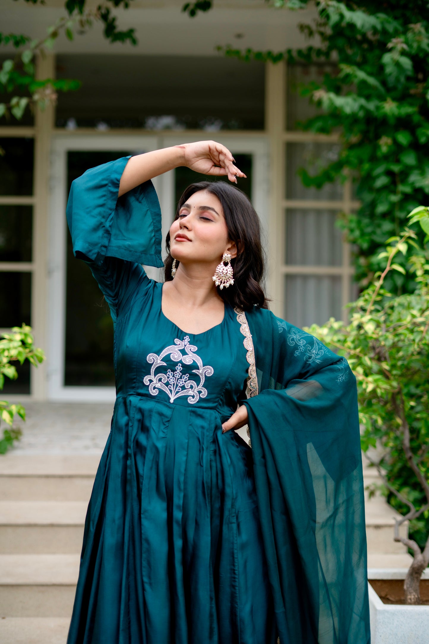 Rang Green silk suit set